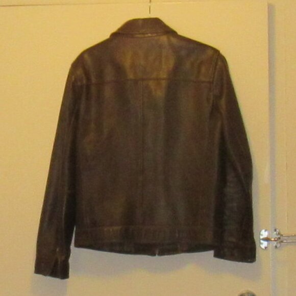 Danier Chocolate Brown Leather Bomber Jacket, XS, Slightly Distressed, J115 - Picture 6 of 11